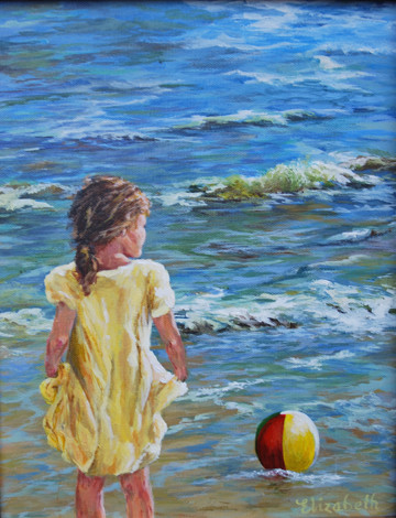 Girl With Beach Ball by Beth Maddox