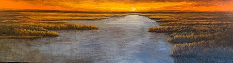 Wide Orange Marsh Sunset by Beth Maddox